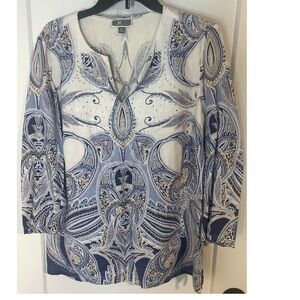 Blue Blouse with Intricate Pattern